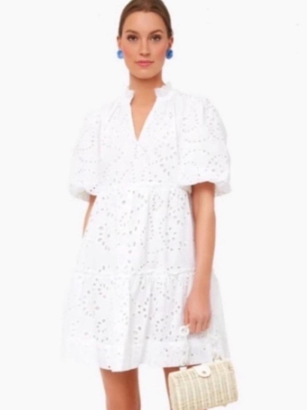 Tuckernuck White Eyelet Puff-Sleeve Mini Dress